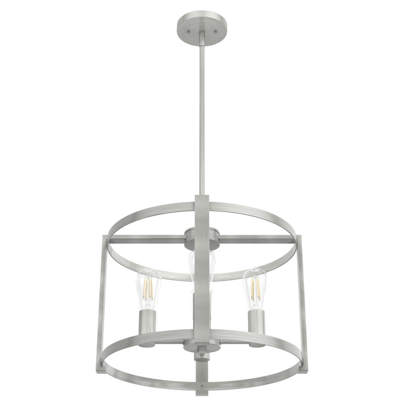Astwood 4 - Light Dimmable Lantern Drum Chandelier, Brushed Nickel, 16" W x 16" D x 17.75" H