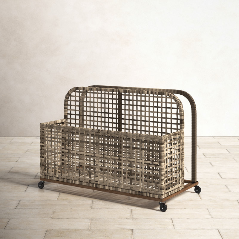 Birch Lane™ Broughton 43.5'' W 30 Gallons Water Resistant Metal Towel Valet with Wheels in Distressed Gray/Brown