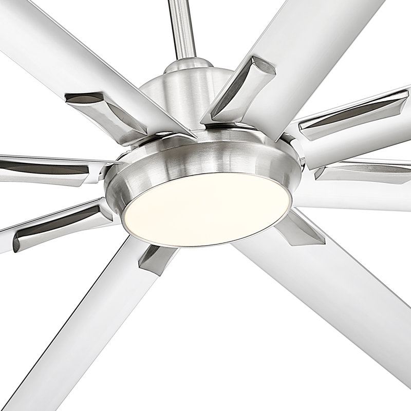 84/96 Inch Industrial Ceiling Fan with Lights and Remote, with 8 Aluminium Blades,Works with Alexa, Brushed Nickel, 96