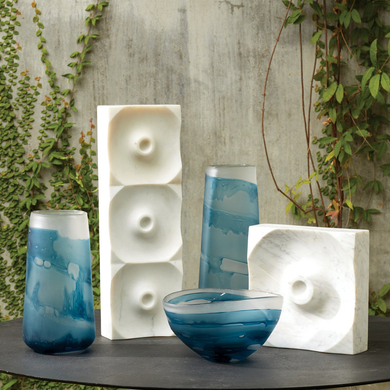 Handmade Glass Table Vase, 13.25" H x 7.25" W x 7.25" D