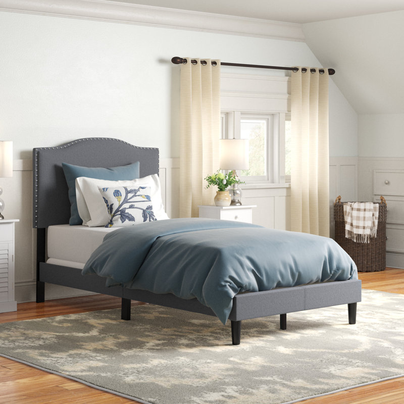 Arne Upholstered Platform Bed, Twin, Gray