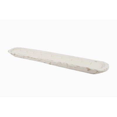 30" White Solid Wood Oval Dough Bowl