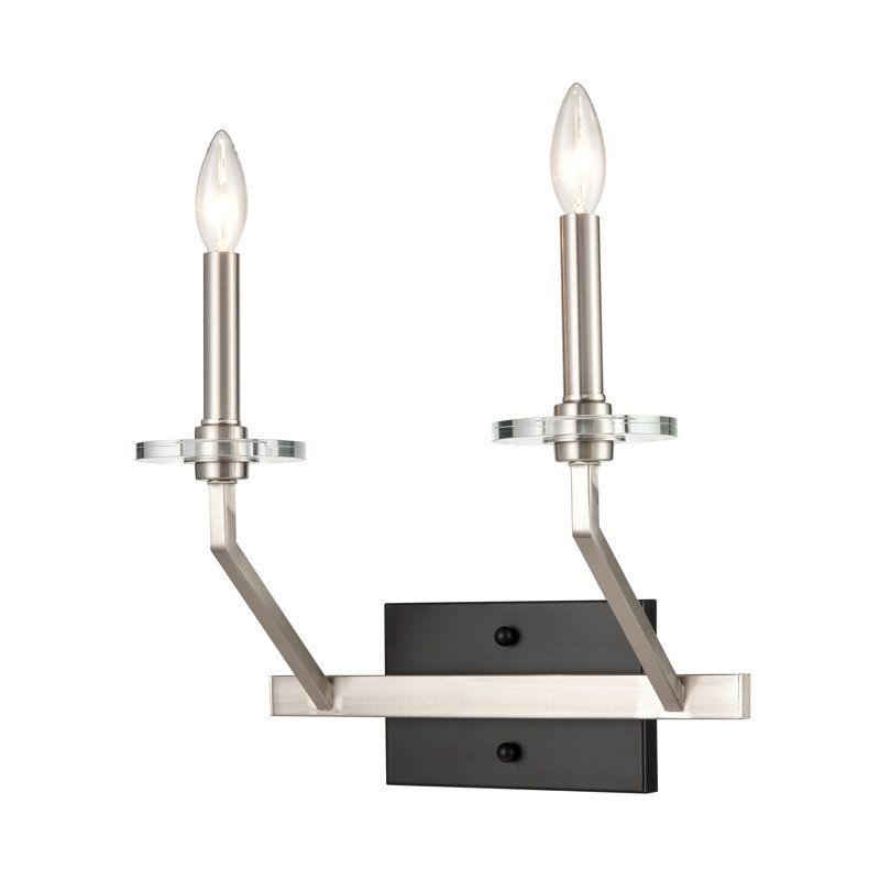 Applique murale en acier 2 lumières Laif, Nickel satiné noir
