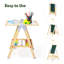 Chevalet en bois pour enfants avec planche à dessin à double face, tableau blanc 3 en 1 et tableau noir effaçable à sec, chevalet rotatif à 360 ° pour tout-petits