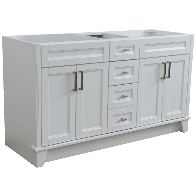 Base de meuble-lavabo double 60 po seulement, Blanc
