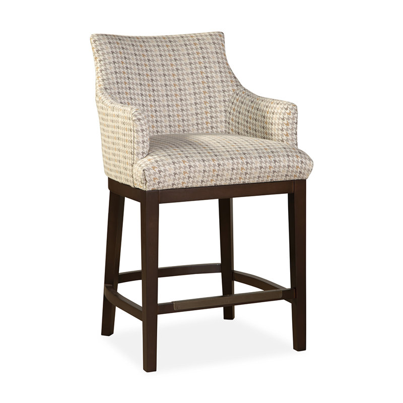 Upholstered Bar Stool with Solid Wood Frame, Archway Grey