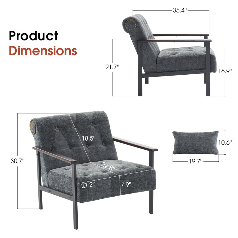 Fauteuil de réception en chenille avec structure en métal, méridienne ergonomique, Gris