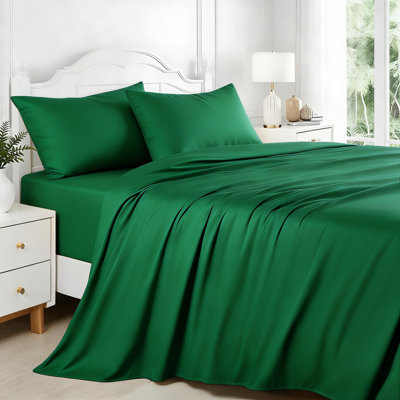 Full Size 4-Piece Sheet Set - Cooling Breathable Bed Sheets - Hotel Luxury Deep Pocket Bedding for Kids, Teens, Adults - Soft Wrinkle-Resistant - Machine Washable - Green