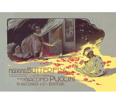 Madama papillon : la difficulté par adolfo hohenstein affiche rétro