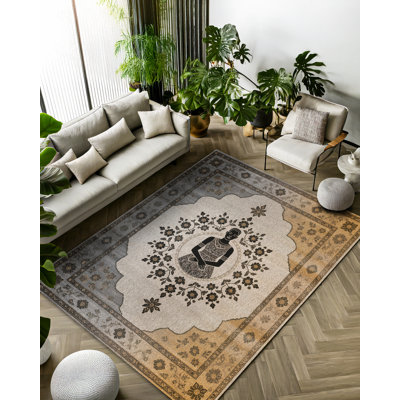 Tapis à motif floral en coton et polyester à imprimé numérique Oasis Collection