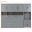 Lit escamotable mural simple avec placard, tiroirs et bureau - gris-1897236815