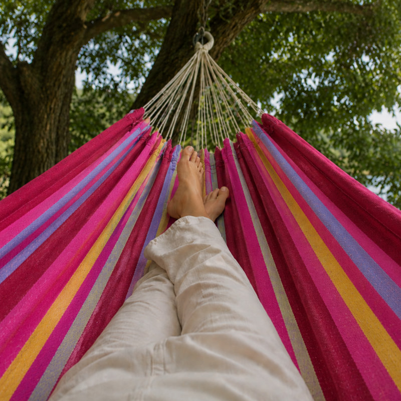 Barbados Double Hammock, 1cm H x 150cm W x 340cm D, Pink/Red
