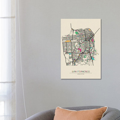" San Francisco, California Map " by Ayse Deniz Akerman