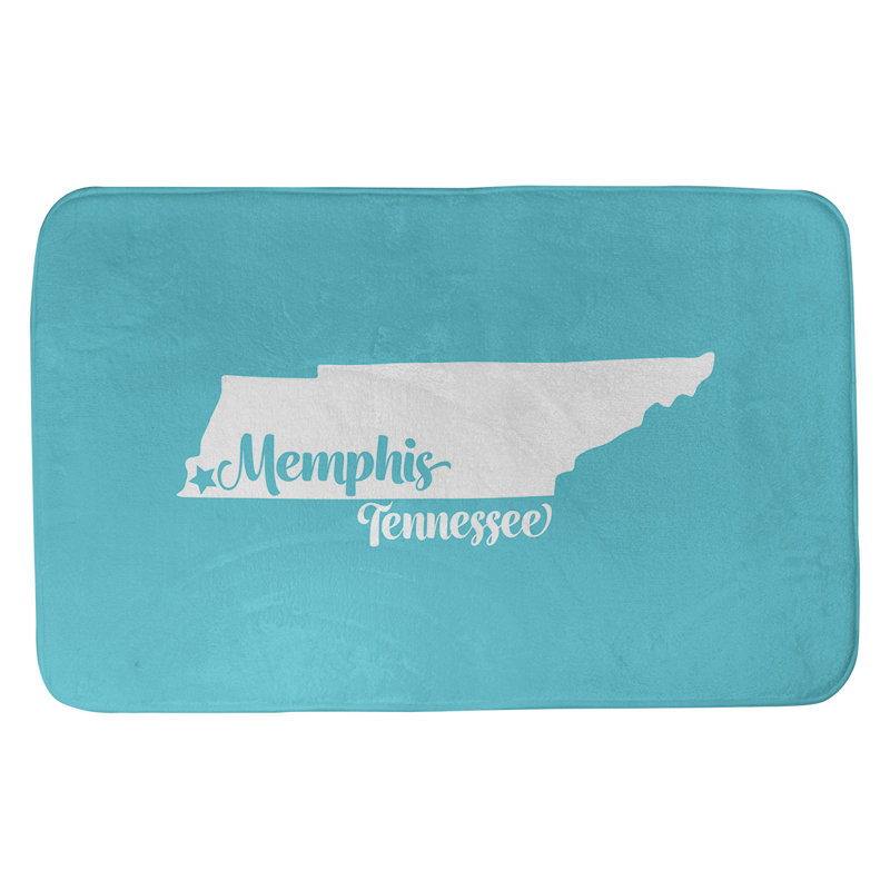 Tapis rectangulaire antidérapant pour salle de bain, L 17 po x L 21 po, Sarcelle, Memphis, Tennessee