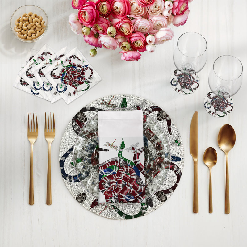 Ouroboros White Beaded Smooth Tabletop Set