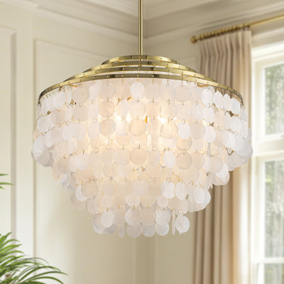 Lustre cylindrique à 5 niveaux moderne Glam Coastal