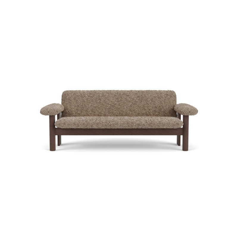 Brasilia Loveseat, Natural Oak, Sahara Sheepskin
