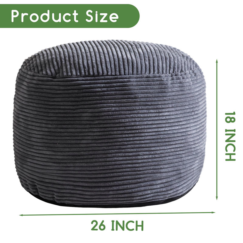 Pouf rond rembourré, Gris foncé