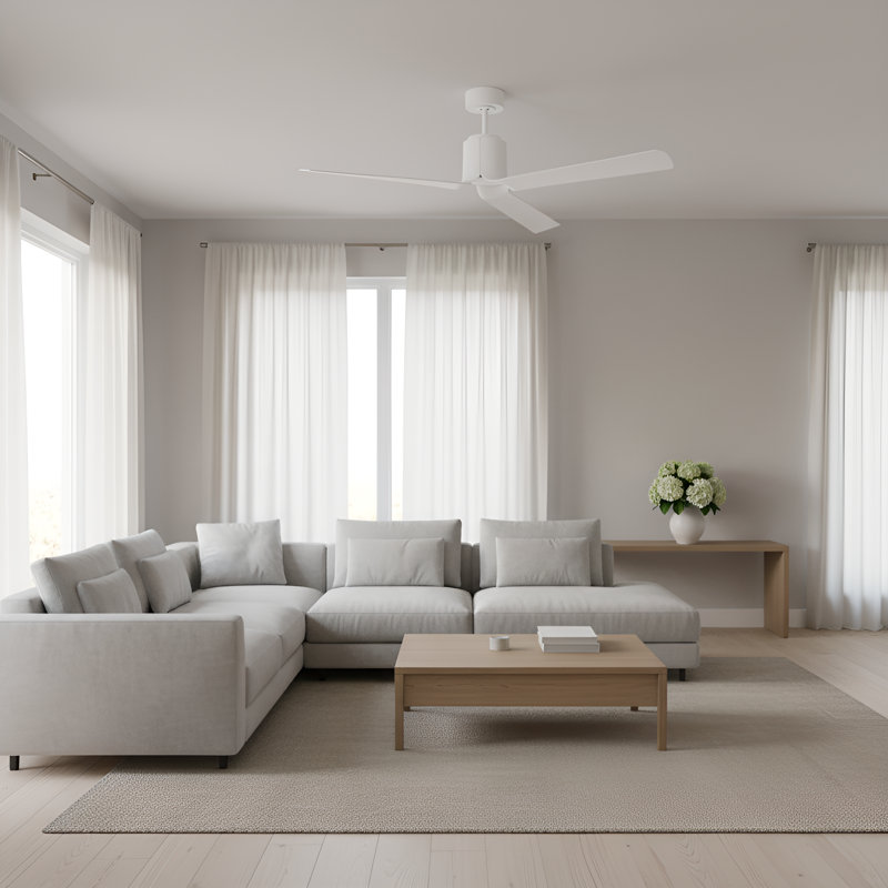 Visual Comfort Fan Peel Smart 66 LED Indoor Ceiling Fan with Threaded Downrod, Matte White ABS blades and Handheld Remote