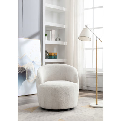 Fauteuil pivotant blanc, revêtu de tissu, rembourré de mousse, 26,23 po Profondeur du produit, largeur, hauteur de la chaise d'appoint blanche de 26,74 po, revêtement