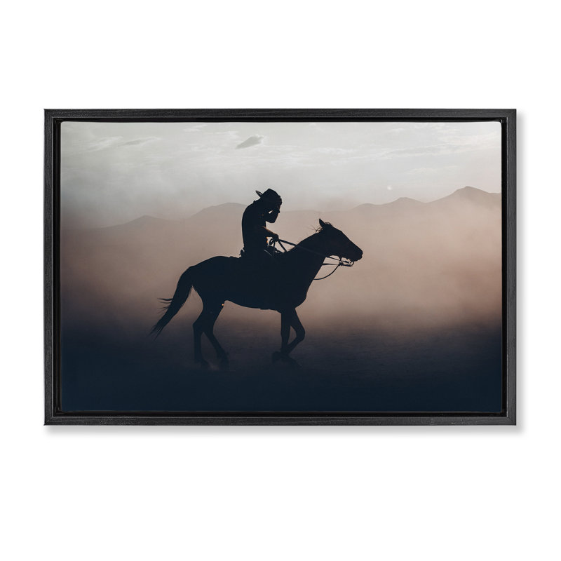 Sprint de cowboy sur cadre flottant à cheval, design par 1x, H 21 po x l 31 po, Cadre flottant noir de jais