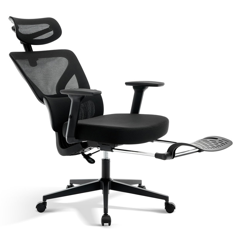 Chaise de bureau ergonomique en filet avec support lombaire réglable, chaise de bureau à haut dossier avec appui-tête et accoudoirs 3D, chaise de bureau pivotante et pivotante pour bureau à domicile