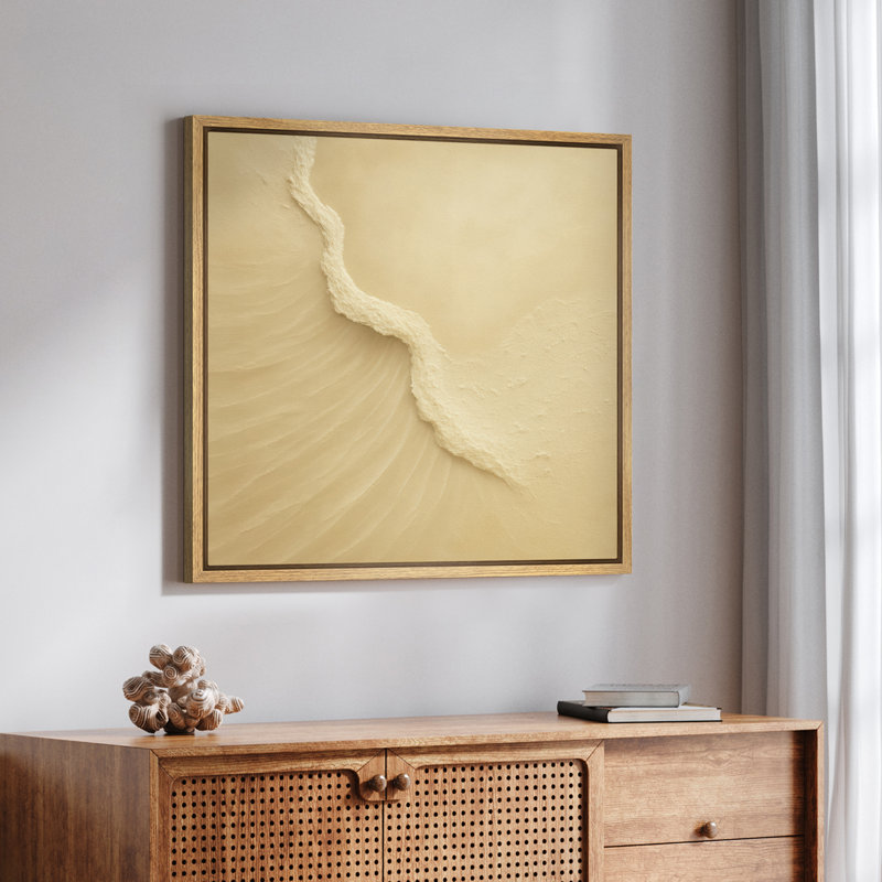 Art mural encadré sur toile - impressions murales à texture abstraite pour chambre à coucher - 24 po x 24 po, Naturel