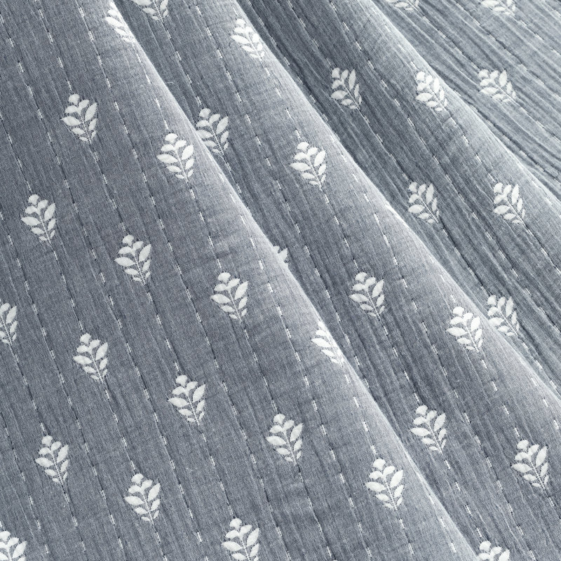 Jeté en jacquard Yetta Hygge Kantha, Marine/ Blanc cassé