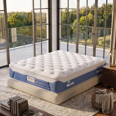 Matelas hybride moelleux 12 po / 13 po / 14 po avec tissu à refroidissement instantané et flux d'air à 360 ° pour les dormeurs chauds