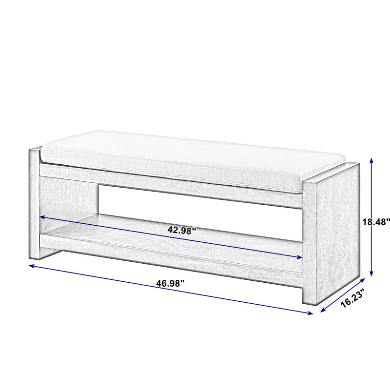 Banc l 46,98 po avec coussin amovible, Ivoire ivoire