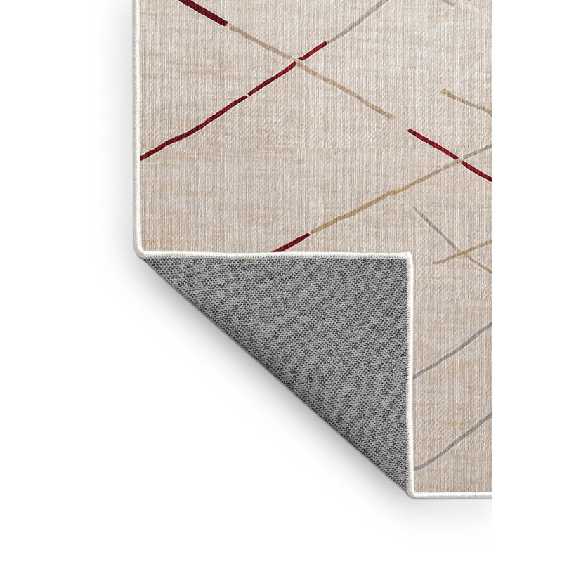 Machine Washable Beige Area Rug, Rectangle 4' x  6'
