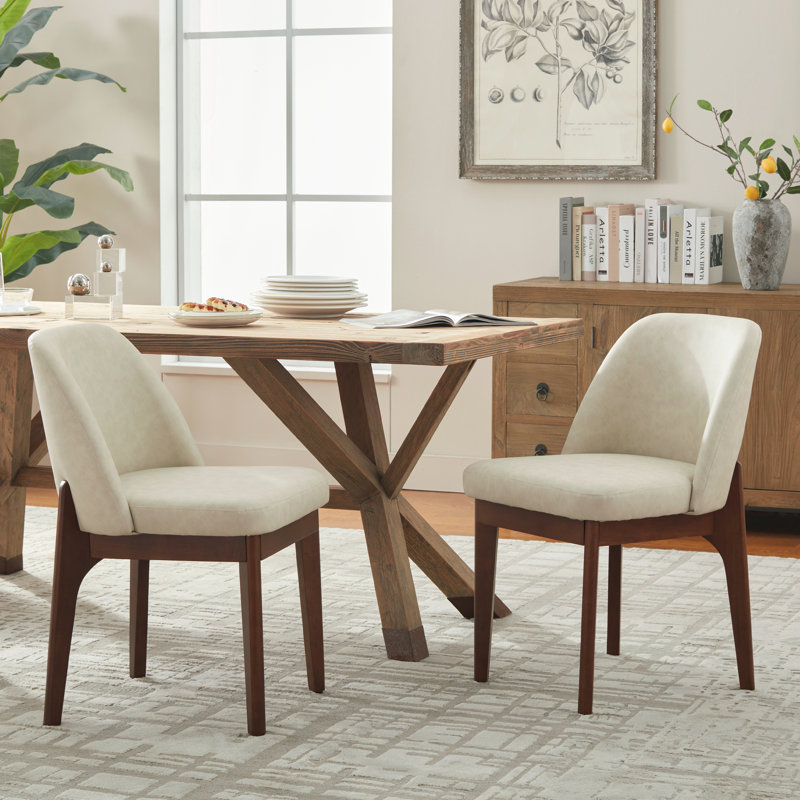 Chaises de salle à manger rembourrées Bason, Beige