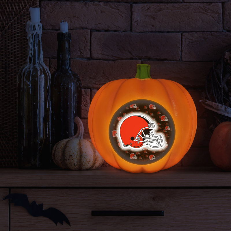 Décoration citrouille en résine avec logo DEL 3D des Browns de Cleveland de la NFL | 25 cm