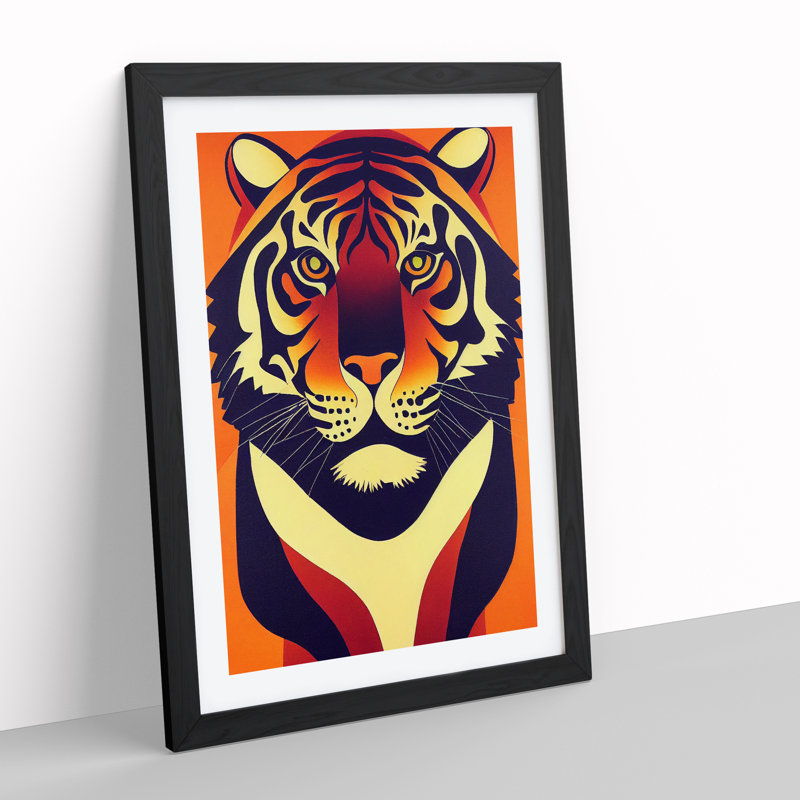 Tiger No.2 Abstract - Single Picture Frame Print, 64cm H x 46cm W x 2cm D, Black Framed