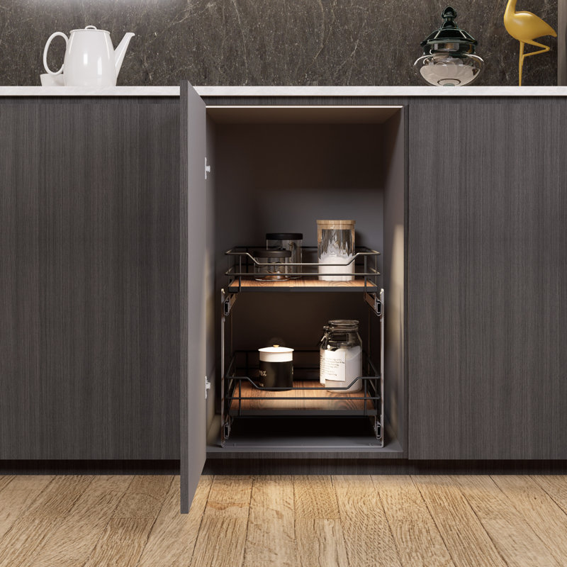 Tiroir de rangement pour garde-manger, Noir / brun, L 14,9 po x P 20 po