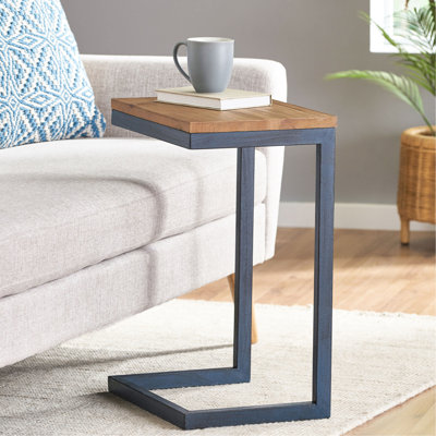 Table d'appoint moyenne - surface en sapin naturel et support en fer - assemblage moderne en bois et métal