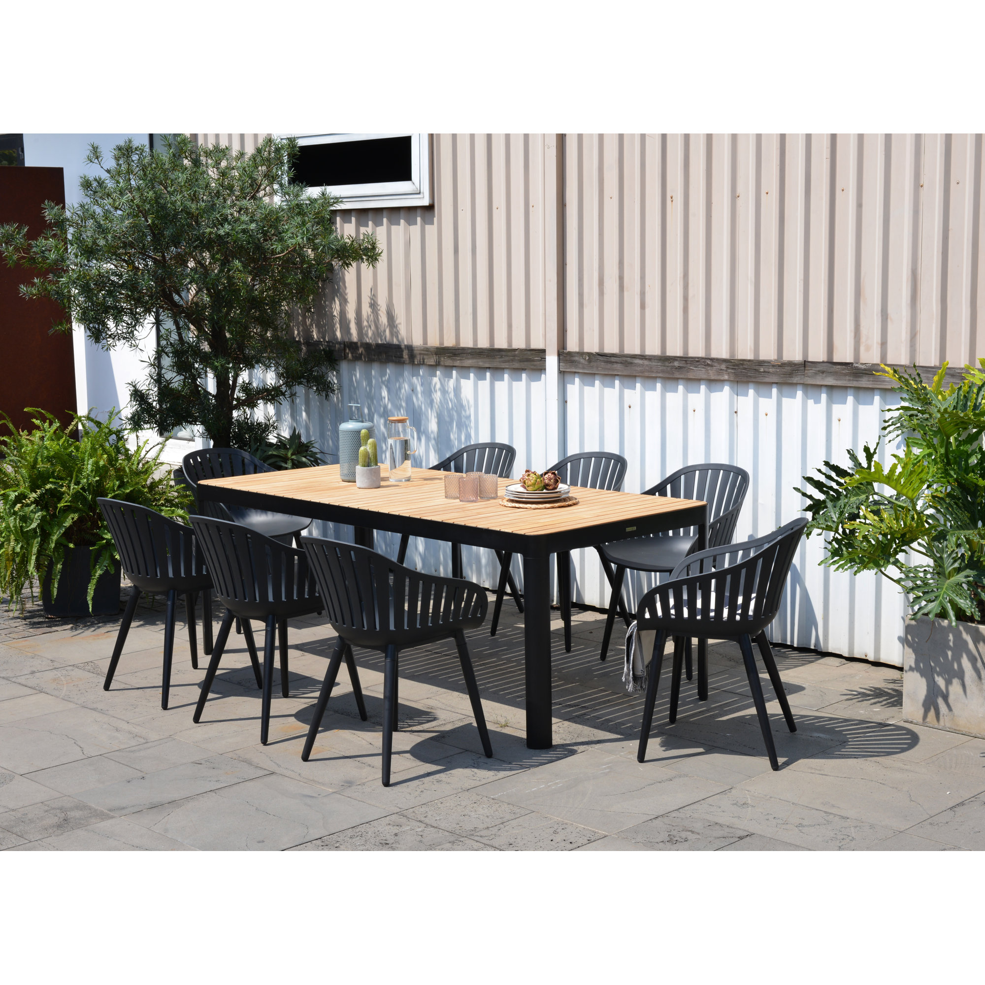 Bahjat 82.7'' Rectangular 8 - Person Outdoor Dining Set