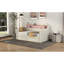 Lit de jour simple avec tiroirs de rangement, lit de jour rembourré avec station de charge et lumières DEL, beige