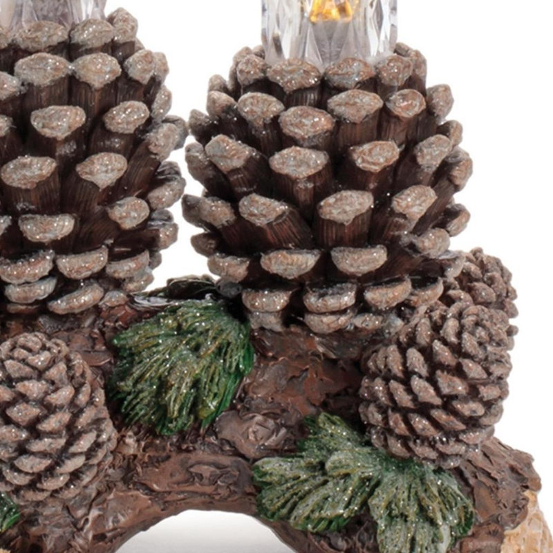 Ensemble de trois chandelles effilées sans flamme en résine brun et vert