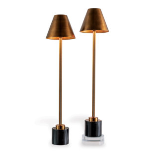 Clove Stem Buffet Table Lamp With Black Shade – Bone & Brass