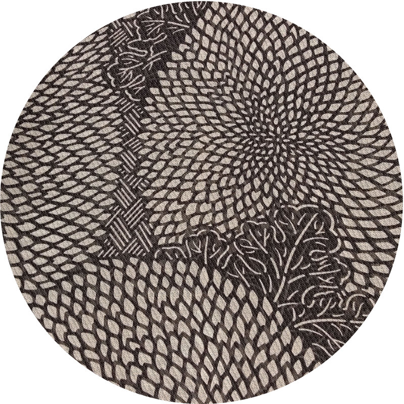 Tapis à motifs gris, Rond 8 pi