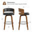 Tabourets de bar rembourrés 28,3 po Mid-Century avec dossier en bois courbé-861805251