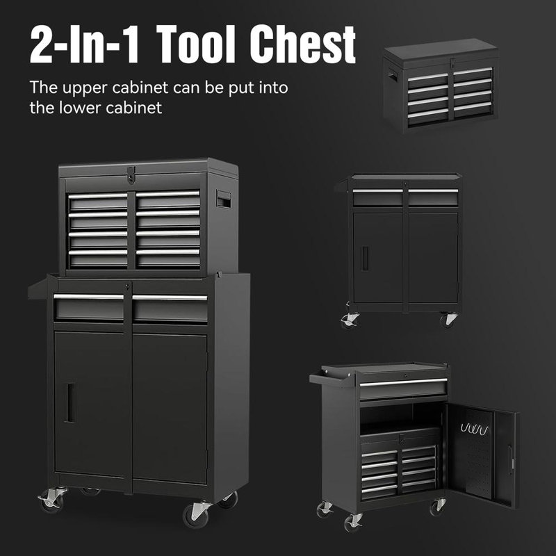Ensemble de chariot à outils portatif, Noir