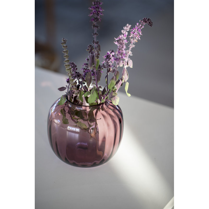 Primula Handmade Glass Table Vase, Plum, 4.9" H x 5.7" W x 5.7" D