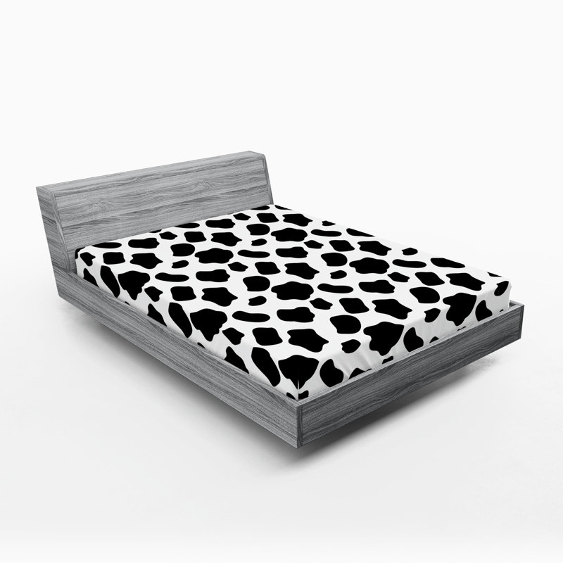 Drap-housse orange Ambesonne, Imprimé animal blanc / noir, Drap-housse de taille double