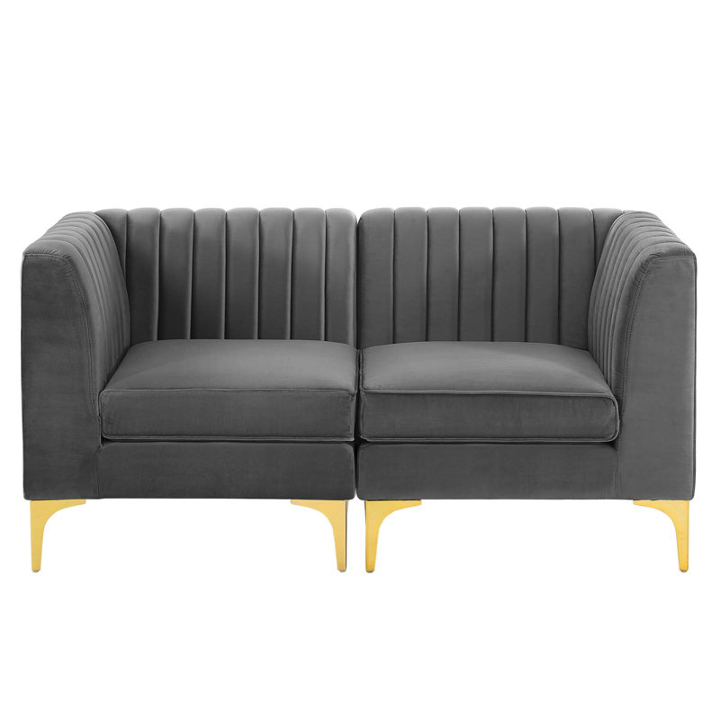 Causeuse en velours Triumph Channel, Velours gris