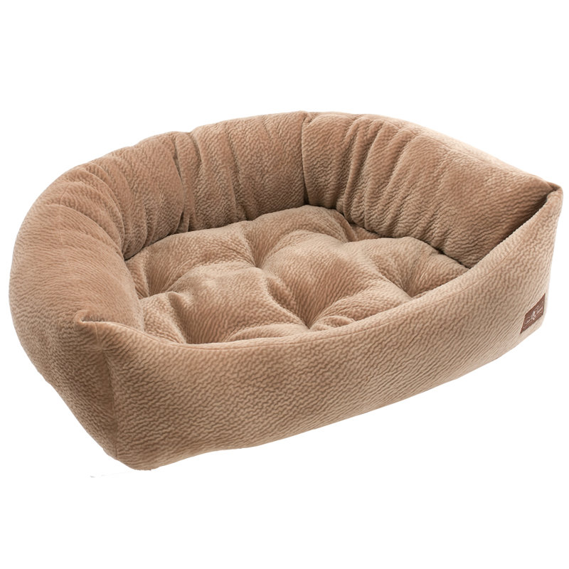 Traversin en velours Rapple, Chameau, Petit (l 24 po x P 21 po x H 6,5 po)