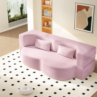 Pink, Foam - Filled Bed, 2 Pillows, No Assembly, Apartment Convertible Floor Fabric, , Guest Bed