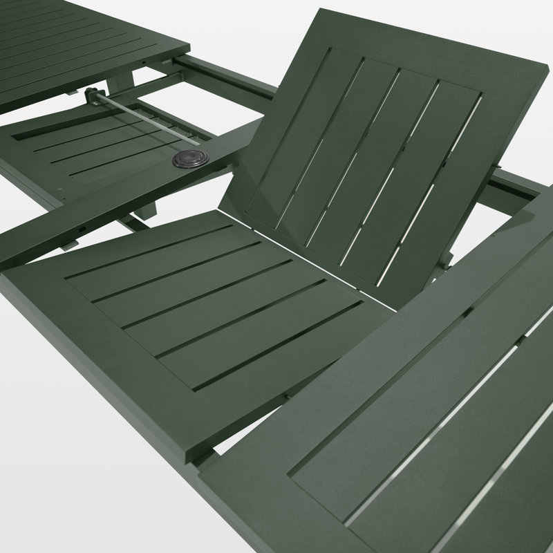 Table de salle à manger extensible en aluminium L 116 po x l 35,4 po Abbagayle, Vert foncé
