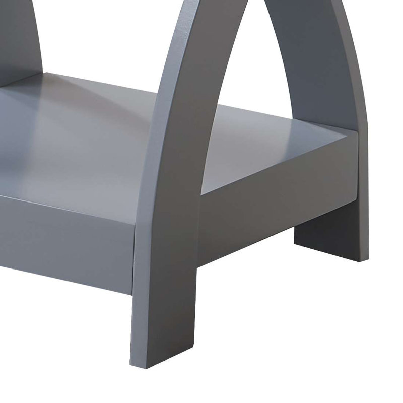 Table de bout décorative en bois torsadé, table d'appoint à 3 niveaux avec tablettes de rangement ouvertes, table de chevet étroite ou table de canapé pour la chambre à coucher, le salon et le bureau - Gris